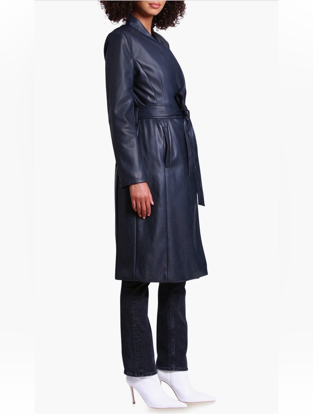 NWT AVEC LES FILLES  Carbon Long Line Silhouette Waist Cinched Coat  NWT - Picture 4 of 11